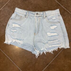 SHEIN Blue Distressed Jean Shorts